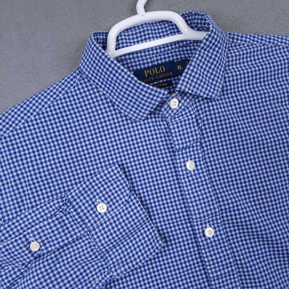 Polo Ralph Lauren Other - Polo Ralph Lauren Mens XL 120s Poplin Blue White Gingham Check Button Down Shirt